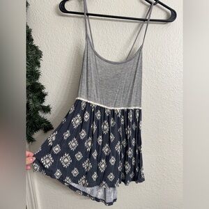 Gray and Blue babydoll Women's Top xl